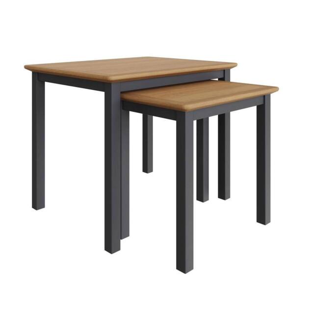 Havendro Graphite Blue Oak Veneer Fully Assembled Nest Coffee Tables - image 1