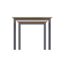 Havendro Graphite Blue Oak Veneer Fully Assembled Nest Coffee Tables - thumbnail 3