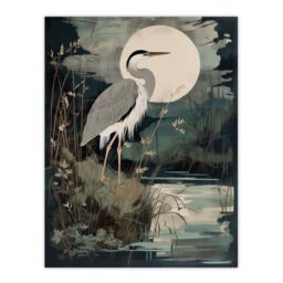 Artery8 Supper Time By George Sinclair Moonlit Heron Earthy Vintage Botanical Aesthetic Large Wall Art Poster Print Thick Paper 18X24 Inch - thumbnail 1