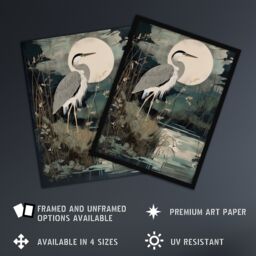 Artery8 Supper Time By George Sinclair Moonlit Heron Earthy Vintage Botanical Aesthetic Large Wall Art Poster Print Thick Paper 18X24 Inch - thumbnail 2