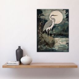 Artery8 Supper Time By George Sinclair Moonlit Heron Earthy Vintage Botanical Aesthetic Large Wall Art Poster Print Thick Paper 18X24 Inch - thumbnail 4