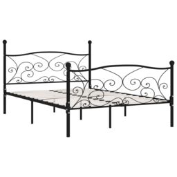 Berkfield Home Bed Frame with Slatted Base Black Metal 160x200 cm - thumbnail 2