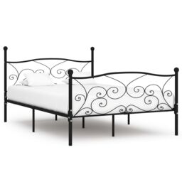 Berkfield Home Bed Frame with Slatted Base Black Metal 160x200 cm - thumbnail 1