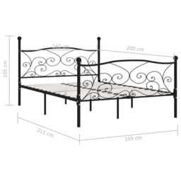 Berkfield Home Bed Frame with Slatted Base Black Metal 160x200 cm - thumbnail 5