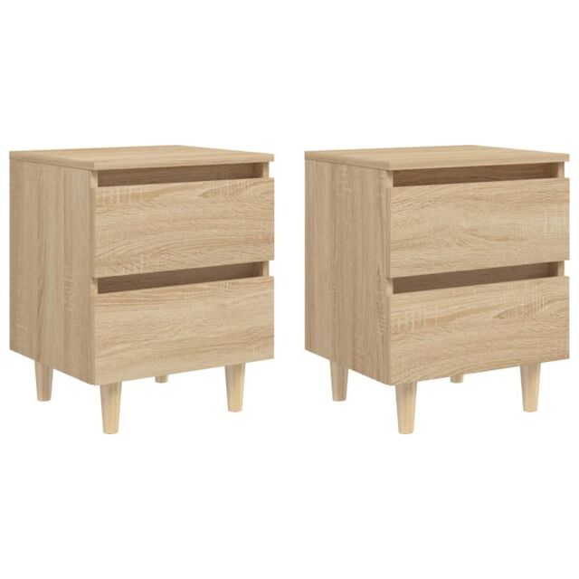 Berkfield Home Bed Cabinets & Solid Pinewood Legs 2 pcs Sonoma Oak 40x35x50 cm in Brown - Size: 40 x 35 x 50 cm - image 1