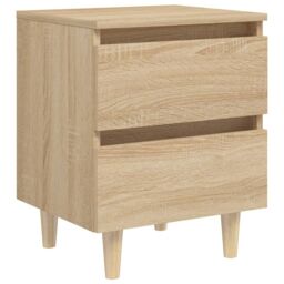 Berkfield Home Bed Cabinets & Solid Pinewood Legs 2 pcs Sonoma Oak 40x35x50 cm in Brown - Size: 40 x 35 x 50 cm - thumbnail 3