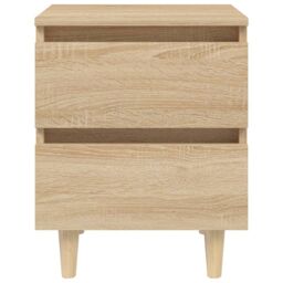 Berkfield Home Bed Cabinets & Solid Pinewood Legs 2 pcs Sonoma Oak 40x35x50 cm in Brown - Size: 40 x 35 x 50 cm - thumbnail 4