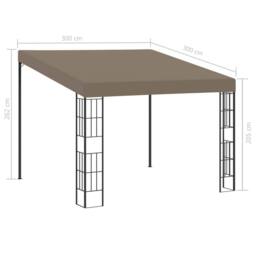Berkfield Home Durable Wall-mounted Gazebo 3x3 m Taupe Fabric - thumbnail 6