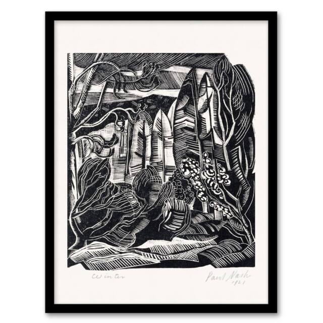 Artery8 Paul Nash Framed Wall Art Winter in Hampden Black White Landscape - Size: A4 - image 1