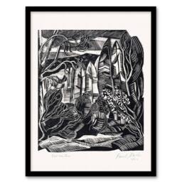 Artery8 Paul Nash Framed Wall Art Winter in Hampden Black White Landscape - Size: A4 - thumbnail 1