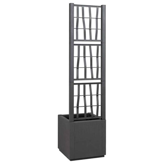 Berkfield Home Modern Dark Grey Garden Planter with Trellis - 36x36x140 cm - Size: 36 x 36 x 140 cm - image 1