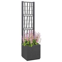 Berkfield Home Modern Dark Grey Garden Planter with Trellis - 36x36x140 cm - Size: 36 x 36 x 140 cm - thumbnail 3