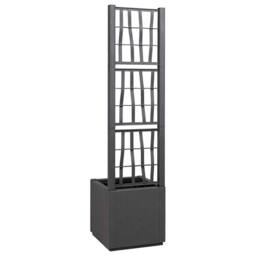 Berkfield Home Modern Dark Grey Garden Planter with Trellis - 36x36x140 cm - Size: 36 x 36 x 140 cm - thumbnail 1