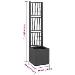 Berkfield Home Modern Dark Grey Garden Planter with Trellis - 36x36x140 cm - Size: 36 x 36 x 140 cm - thumbnail 9
