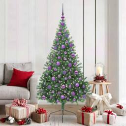 Berkfield Home Beautiful Artificial Pre-lit Christmas Tree Green 180 cm PVC - thumbnail 2