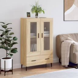 Berkfield Home Highboard Sonoma Oak 69.5x31x115 cm Engineered Wood in Light Tan - thumbnail 2