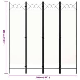 Berkfield Home 4-Panel Room Divider Cream White 160x180 cm - thumbnail 6