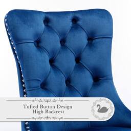 HomeTouch Set of 2 Luxie Velvet Dining Chairs with Steel Legs in Blue - Size: 2 Pack - thumbnail 8