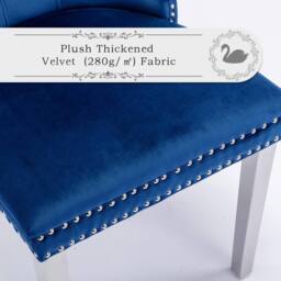 HomeTouch Set of 2 Luxie Velvet Dining Chairs with Steel Legs in Blue - Size: 2 Pack - thumbnail 9