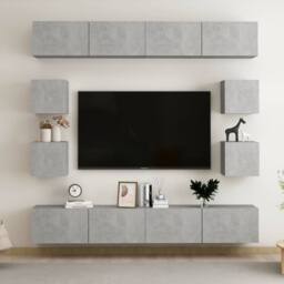 Berkfield Home 8 Piece TV Cabinet Set Concrete Grey Engineered Wood - thumbnail 1