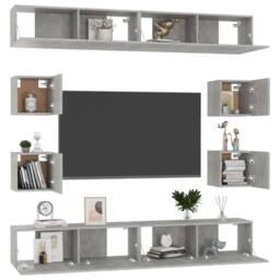 Berkfield Home 8 Piece TV Cabinet Set Concrete Grey Engineered Wood - thumbnail 3