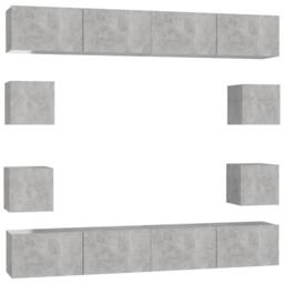 Berkfield Home 8 Piece TV Cabinet Set Concrete Grey Engineered Wood - thumbnail 2