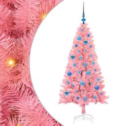 Berkfield Home Christmas Tree with 150 LEDs with Stand Pink 150 cm PVC - thumbnail 2