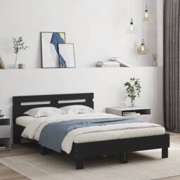 Berkfield Home Durable Bed Frame with LED without Mattress Black 120x200 cm - Size: Small Double - thumbnail 2