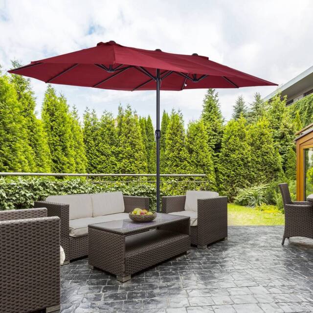 OUTSUNNY 4.6M Garden Patio Umbrella Canopy Parasol Sun Shade w/o Base in Red - image 1