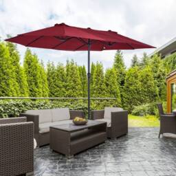 OUTSUNNY 4.6M Garden Patio Umbrella Canopy Parasol Sun Shade w/o Base in Red - thumbnail 1
