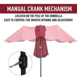 OUTSUNNY 4.6M Garden Patio Umbrella Canopy Parasol Sun Shade w/o Base in Red - thumbnail 4