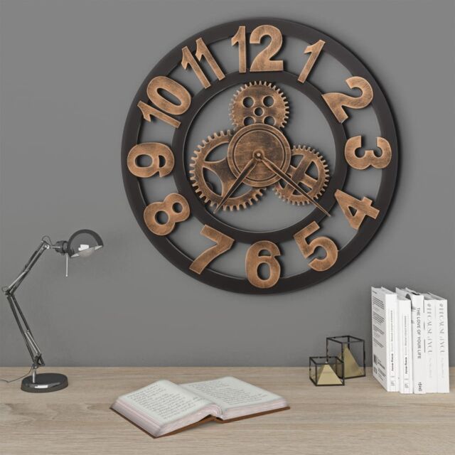 Berkfield Home Wall Clock Metal 58 cm Golden & Black in Gold - image 1
