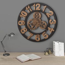 Berkfield Home Wall Clock Metal 58 cm Golden & Black in Gold - thumbnail 1