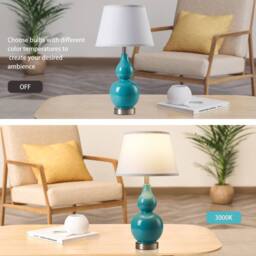 Garwarm 2pcs 65.5cm Blue Ceramic Table Lamp With USB & Bulb Included - thumbnail 8
