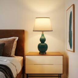 Garwarm 2pcs 65.5cm Blue Ceramic Table Lamp With USB & Bulb Included - thumbnail 3