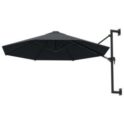 Berkfield Home Wall-Mounted Parasol with Metal Pole 300 cm Anthracite in Black - thumbnail 3