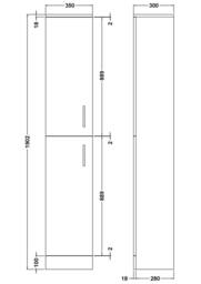 Balterley Bathroom 2 Door Tall Storage Unit Cabinet - 350 x 300mm, Dark Grey - thumbnail 2
