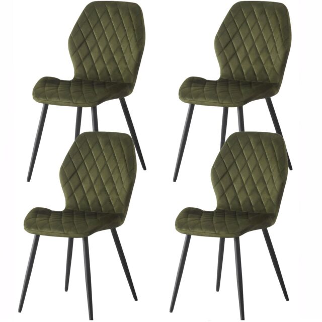 SONARA Modern Velvet Dining Chairs Set of 4 with Ergonomic Curved Backrest in Green - image 1