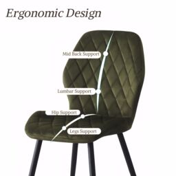 SONARA Modern Velvet Dining Chairs Set of 4 with Ergonomic Curved Backrest in Green - thumbnail 5