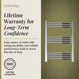 Balterley Straight Heated Towel Rail Radiator, 256W, 600 x 700mm, Chrome in Silver - thumbnail 7