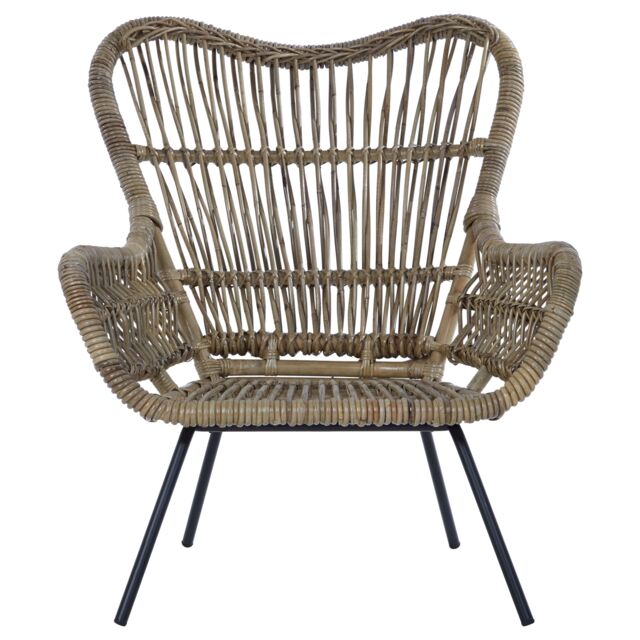 Orsina Kubu Natural Rattan Chair, Easy to Clean Outdoor Chair, Arm & Backrest in Grey - image 1
