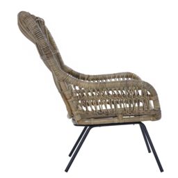 Orsina Kubu Natural Rattan Chair, Easy to Clean Outdoor Chair, Arm & Backrest in Grey - thumbnail 4