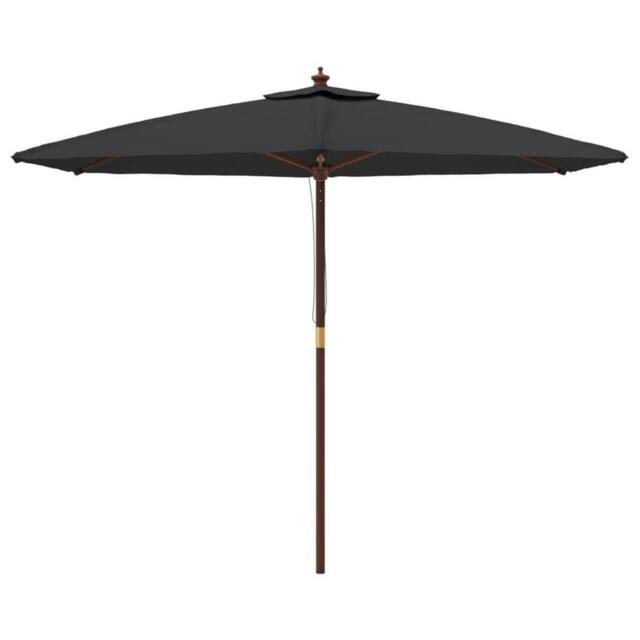 Berkfield Home Durable Garden Parasol with Wooden Pole Black 299x240 cm - image 1
