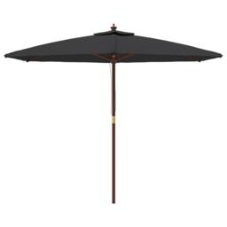 Berkfield Home Durable Garden Parasol with Wooden Pole Black 299x240 cm