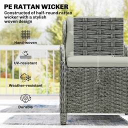 OUTSUNNY Recliner Rattan Garden Furniture w/ Two-tier Table in Cream - thumbnail 4