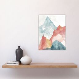 "Artery8 Mountain Climber Hiking Landscape Watercolour Wall Art Print - Size: W24"" x H32""" - thumbnail 4