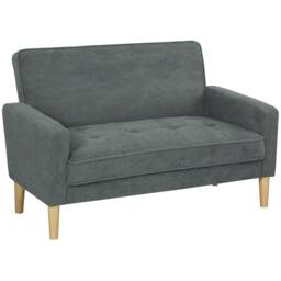 Wyld Haus Pafa Dark Grey Velvet 2 Seater Sofa Natural Wood Legs - thumbnail 2