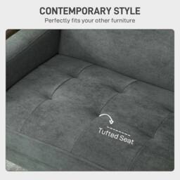 Wyld Haus Pafa Dark Grey Velvet 2 Seater Sofa Natural Wood Legs - thumbnail 5