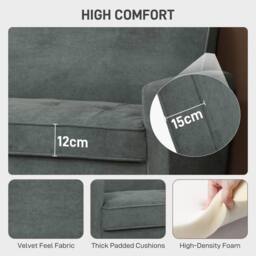 Wyld Haus Pafa Dark Grey Velvet 2 Seater Sofa Natural Wood Legs - thumbnail 4