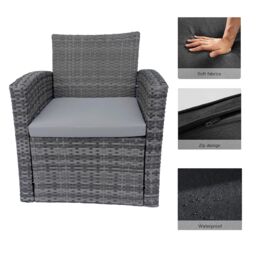 Shatchi 4 Seater Rattan Garden Furniture Set - 2 Chairs, Loveseat Sofa, Coffee Table Outdoor Patio Set in Grey - thumbnail 9
